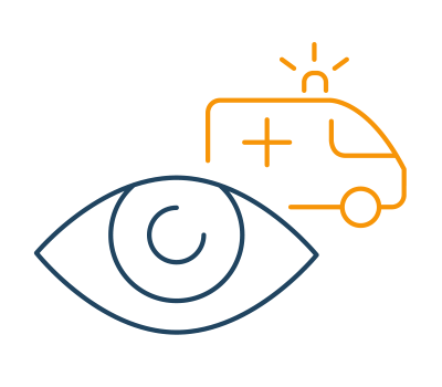 illustration vectorielle d'un oeil et une ambulance