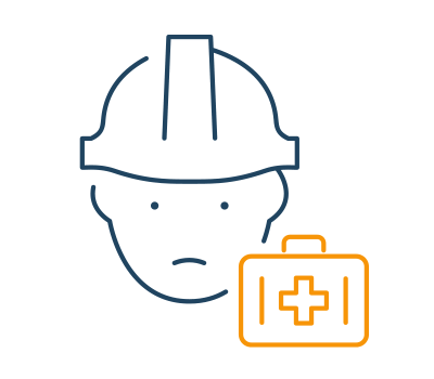 illustration vectorielle d'un ouvrier et un kit de premiers secours